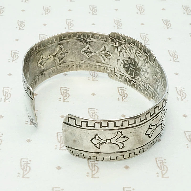 Hand Engraved Silver Cuff Bracelet