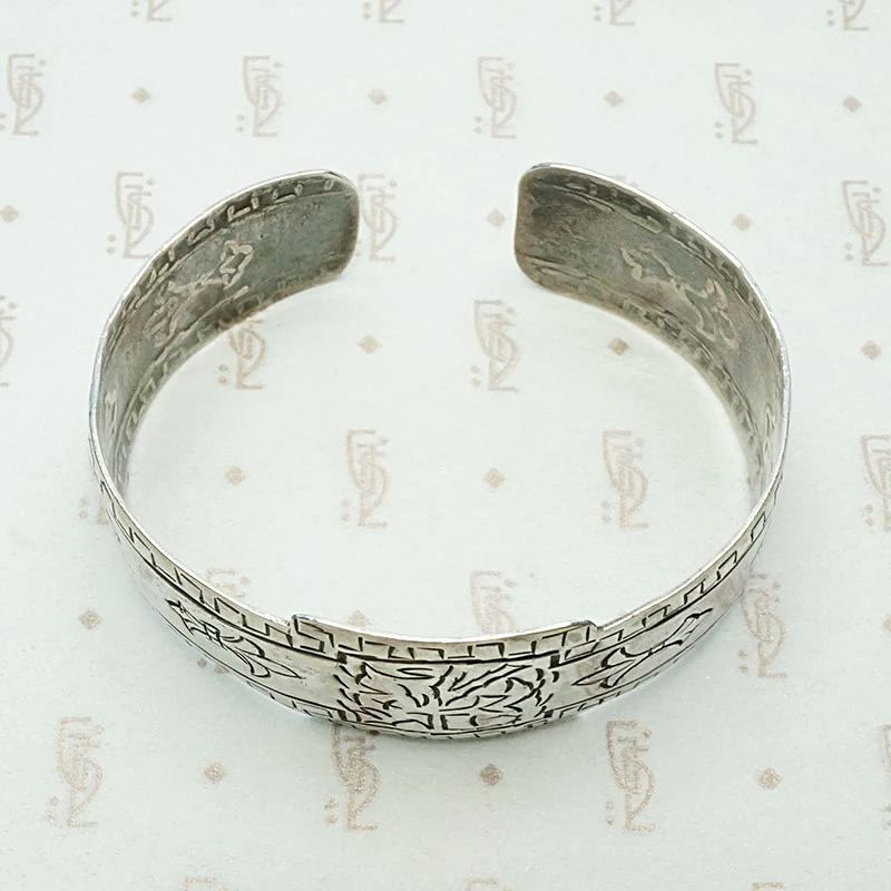 Hand Engraved Silver Cuff Bracelet