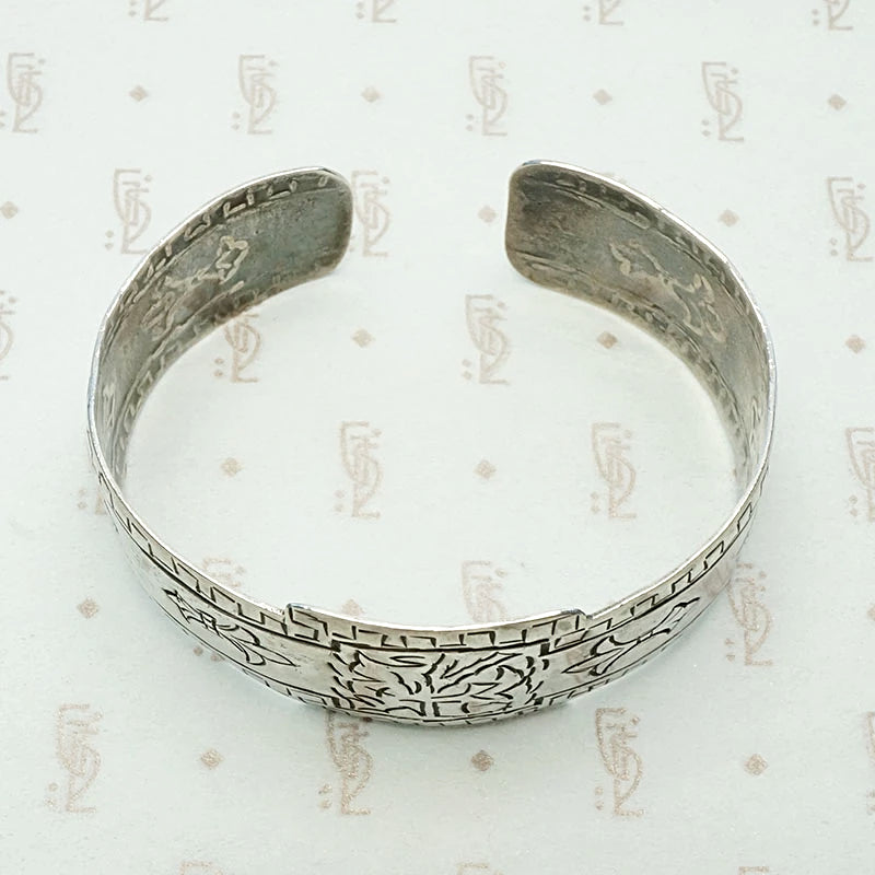 Hand Engraved Silver Cuff Bracelet