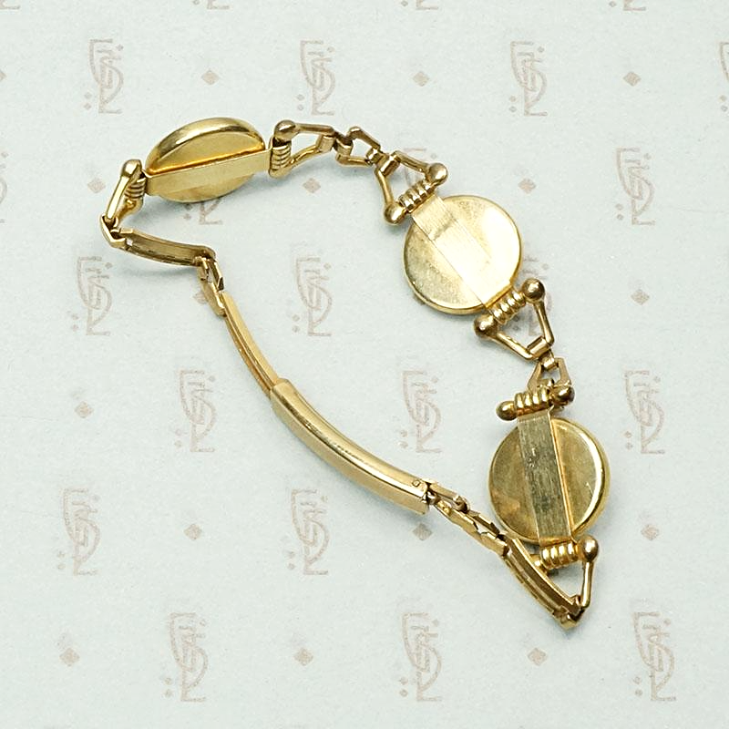 Word War II Era Reverse Painted Crystal Bracelet with Nautical Theme, back view.