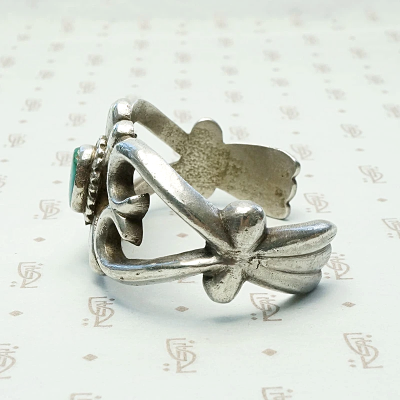 Child's Navajo Sand Cast Silver & Turquoise Cuff