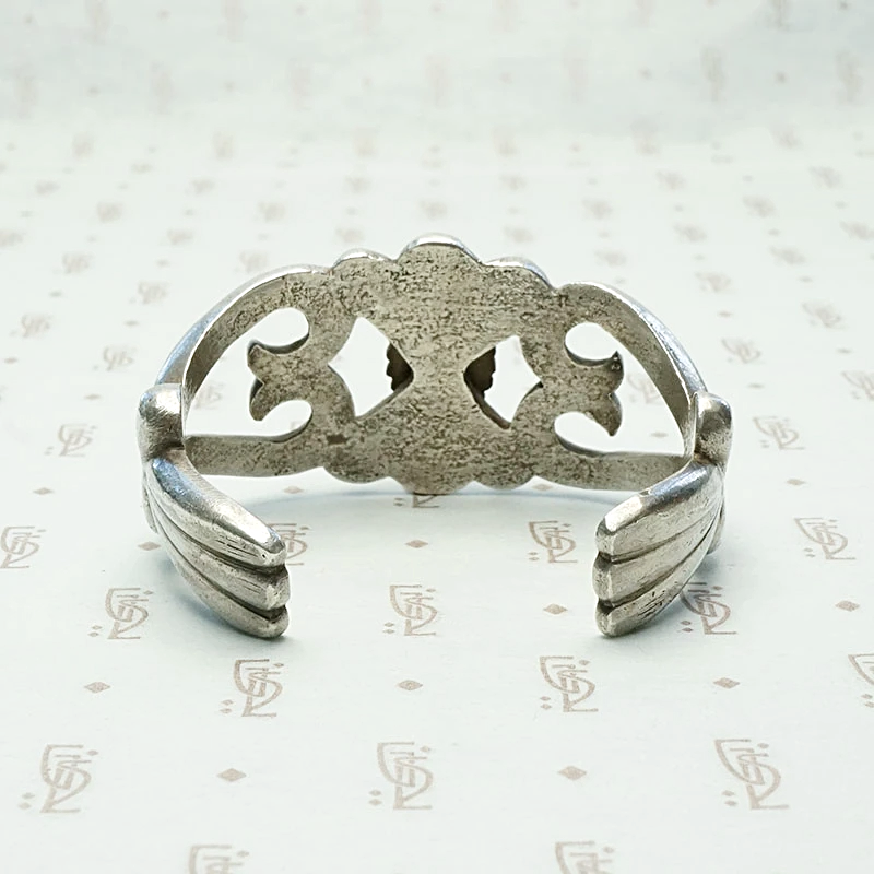 Child's Navajo Sand Cast Silver & Turquoise Cuff