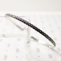 Crisply Engraved Flower Bangle Signed "Sterl-Hedy"