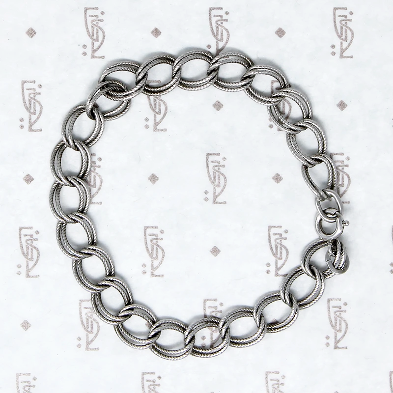 Double Rope Link Sterling Charm Bracelet