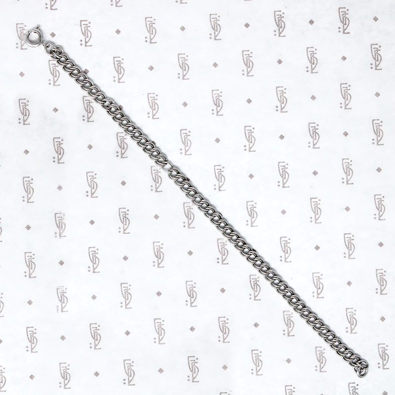 Double Curb Link Silver Charm Bracelet