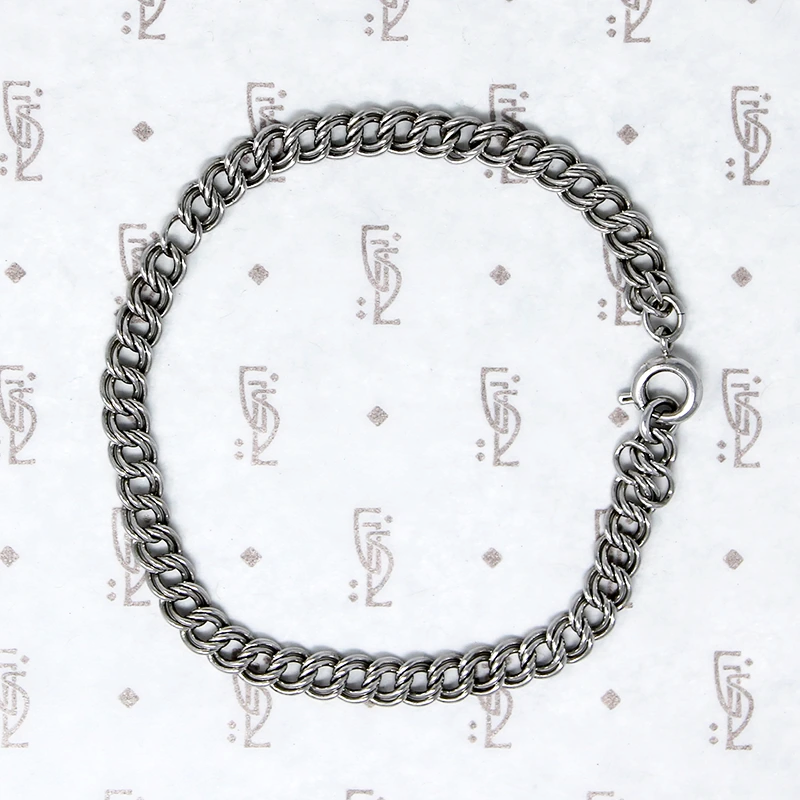 Double Curb Link Silver Charm Bracelet