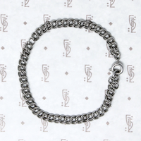 Double Curb Link Silver Charm Bracelet