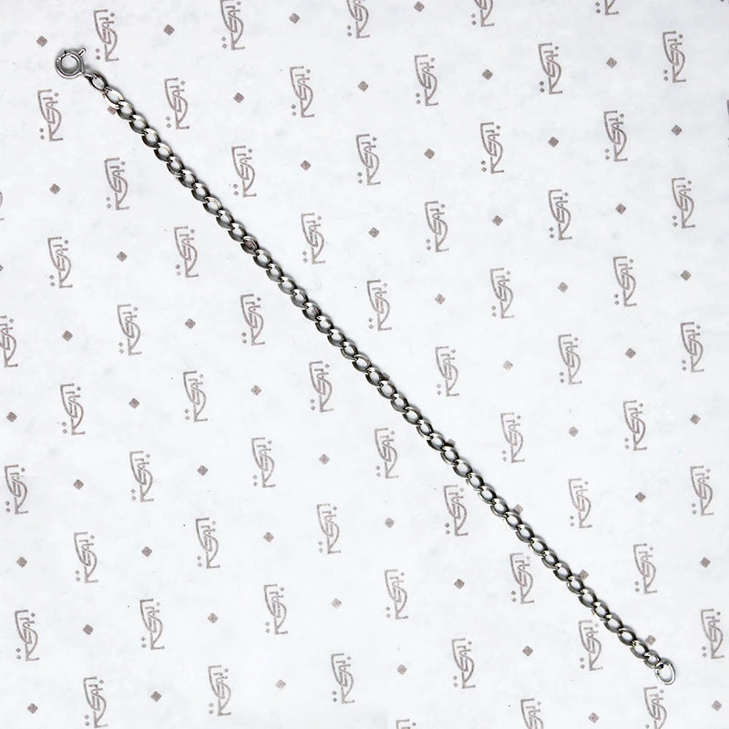 Flattened Link Light Weight Silver Bracelet