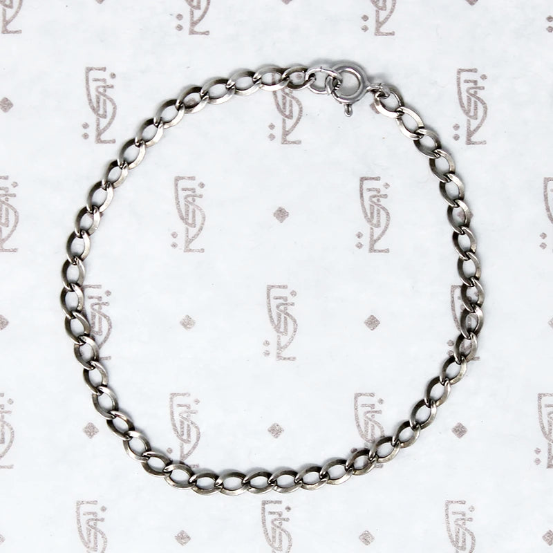 Flattened Link Light Weight Silver Bracelet