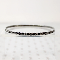 Mid Century Engraved Sterling Silver Bangle Bracelet