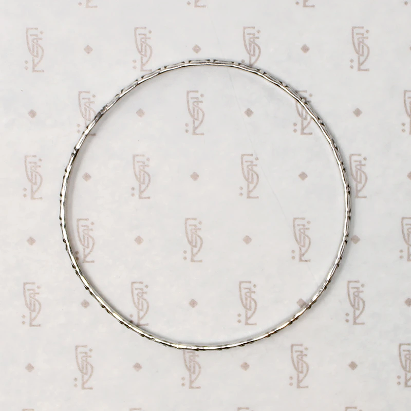 Mid Century Engraved Sterling Silver Bangle Bracelet