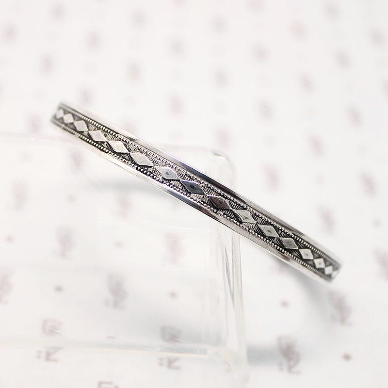 Geometric Deco Sterling Silver Bangle