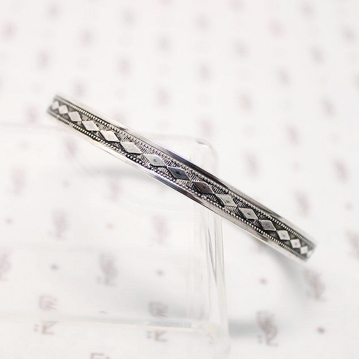 Geometric Deco Sterling Silver Bangle