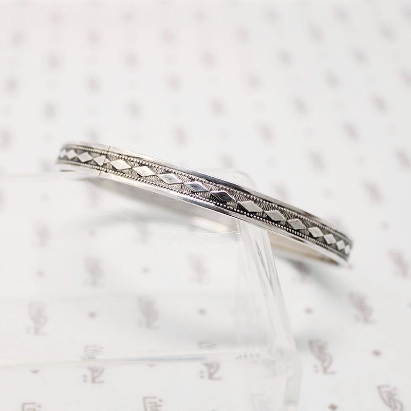 Geometric Deco Sterling Silver Bangle