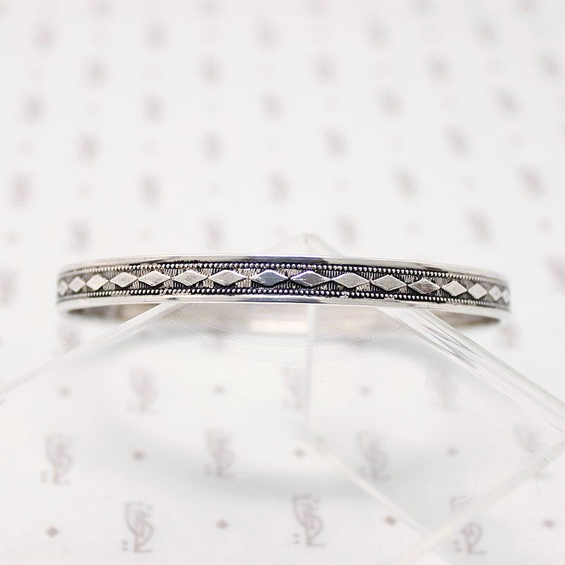 Geometric Deco Sterling Silver Bangle