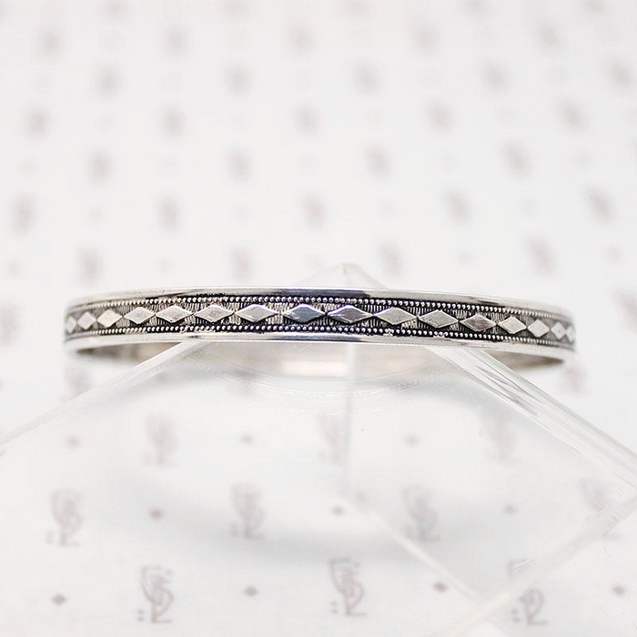 Geometric Deco Sterling Silver Bangle