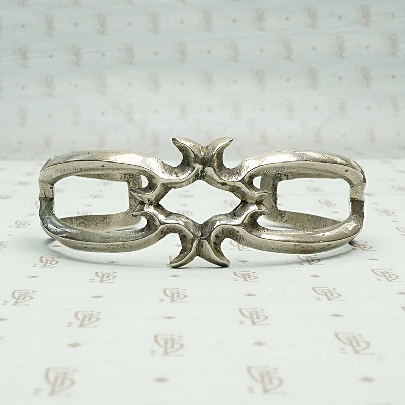 Sand Cast Silver Native American Cuff, front view.