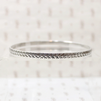 Feathery Engraved Sterling Silver Bangle Bracelet