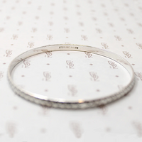 Feathery Engraved Sterling Silver Bangle Bracelet