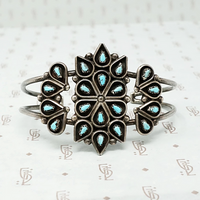 Lovely Vintage Petit Point Turquoise Cuff Bracelet