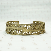 Moroccan Silver Gilt Filigree Cuff with Lightning Bolt