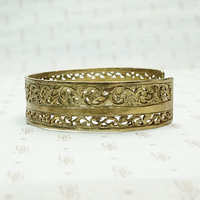 Moroccan Silver Gilt Filigree Cuff with Lightning Bolt. Side view.