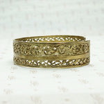 Moroccan Silver Gilt Filigree Cuff with Lightning Bolt. Side view.