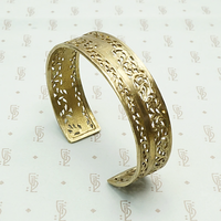 Moroccan Silver Gilt Filigree Cuff with Lightning Bolt. Top view.