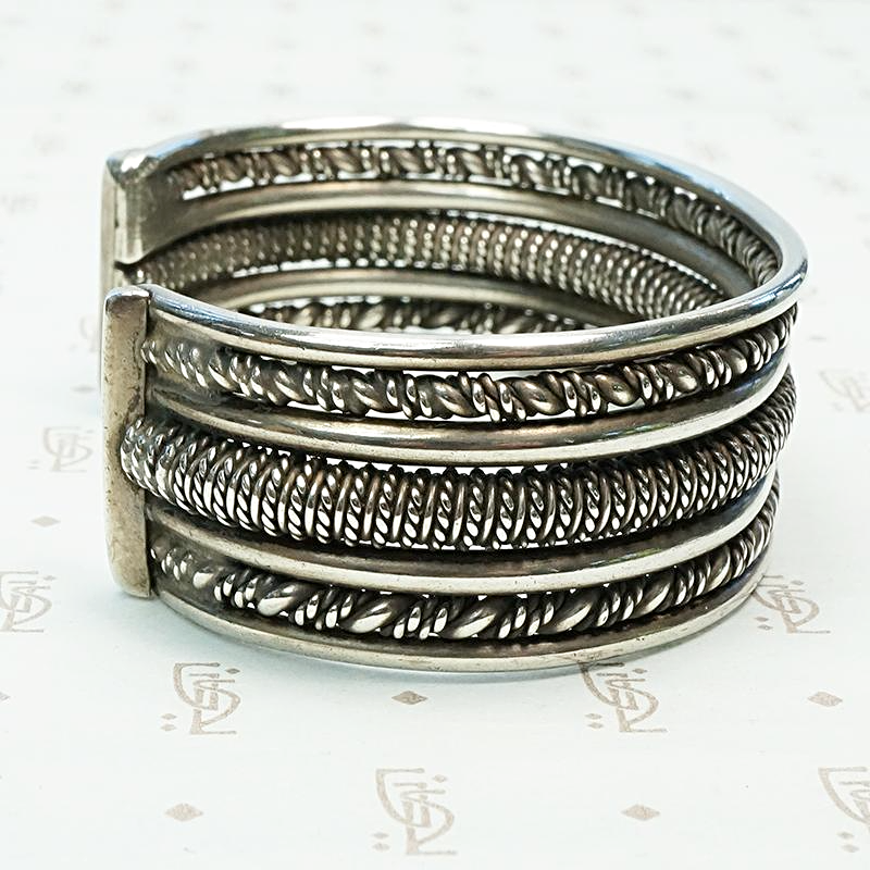 Layers of Braided Silver Cuff, side view