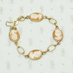 Hand Carved Cameo Victorian Revival Bracelet 