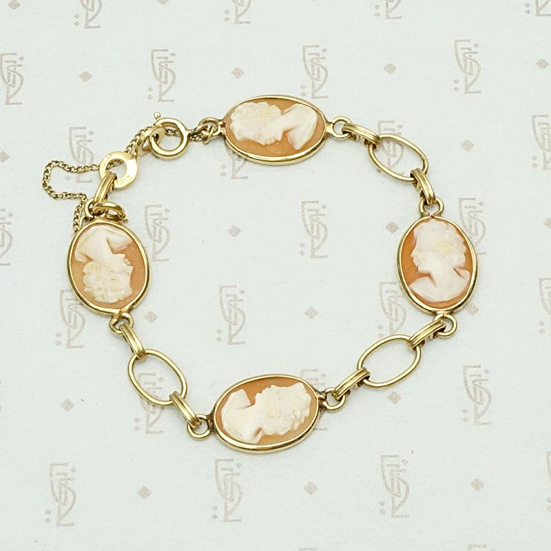 Hand Carved Cameo Victorian Revival Bracelet 