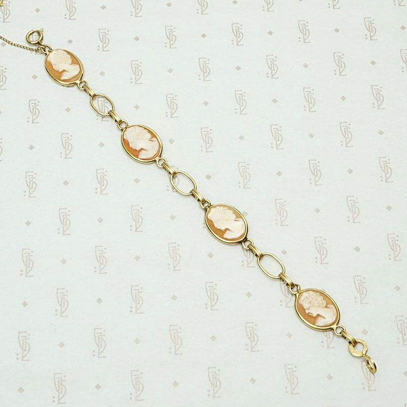 Hand Carved Cameo Victorian Revival Bracelet 