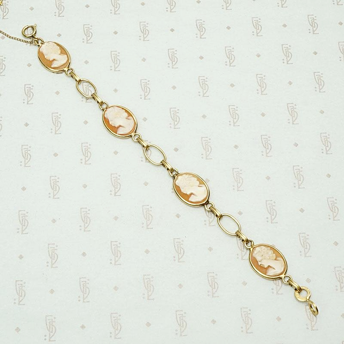 Hand Carved Cameo Victorian Revival Bracelet 