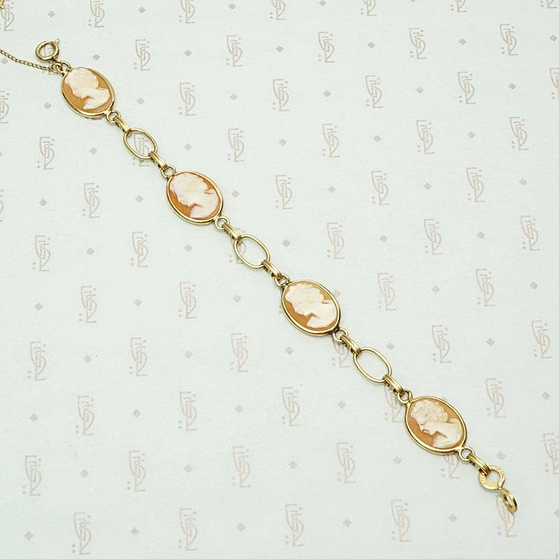 Hand Carved Cameo Victorian Revival Bracelet 