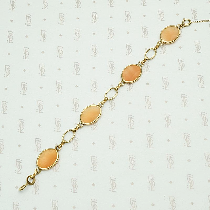Hand Carved Cameo Victorian Revival Bracelet 