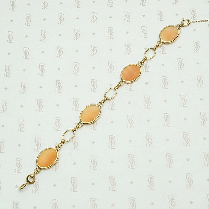 Hand Carved Cameo Victorian Revival Bracelet 