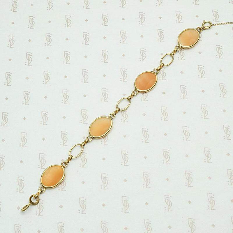Hand Carved Cameo Victorian Revival Bracelet 