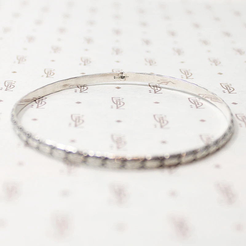 Vintage Sterling Silver Bangle with Engraved Leaves