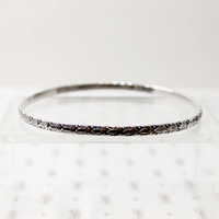 Vintage Sterling Silver Bangle with Engraved Leaves