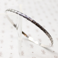 Vintage Sterling Silver Bangle with Engraved Leaves