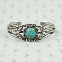 Pretty Floral Turquoise and Sterling Bracelet