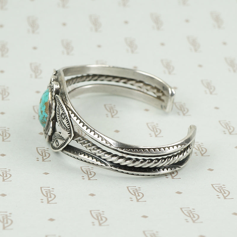 Pretty Floral Turquoise and Sterling Bracelet