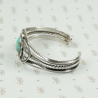Pretty Floral Turquoise and Sterling Bracelet