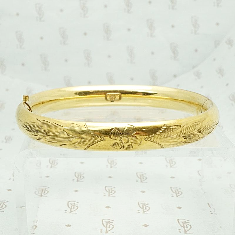 Engraved Victorian Revival Bangle Bracelet