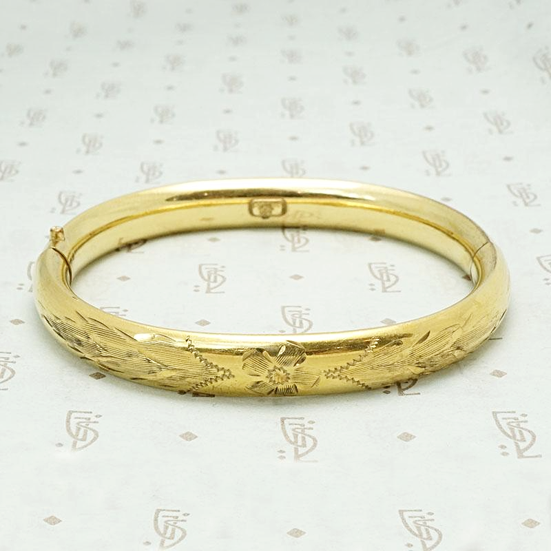 Engraved Victorian Revival Bangle Bracelet