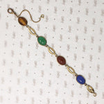 Mid Century Carved Stone Scarab Bracelet