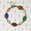 Mid Century Carved Stone Scarab Bracelet