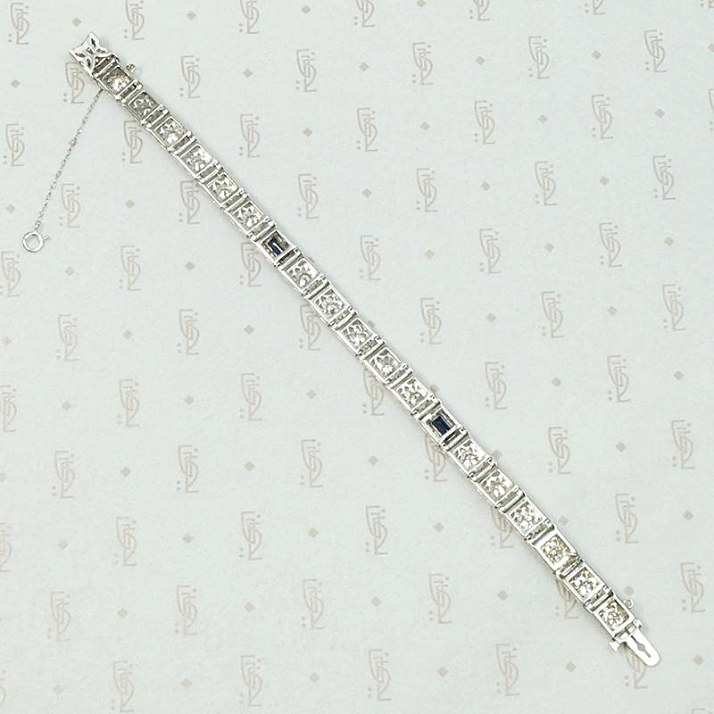 Exquisite Filigree Diamond & Sapphire Line Bracelet