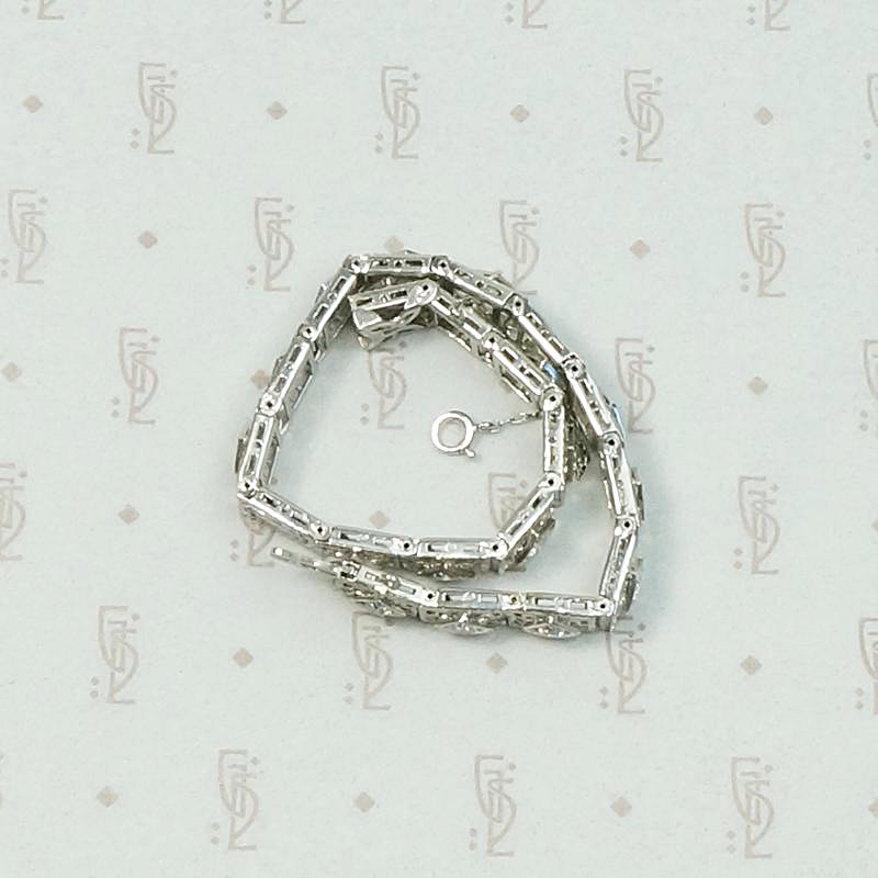 Exquisite Filigree Diamond & Sapphire Line Bracelet