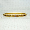 American Art Nouveau 14k Repoussé Bangle Bracelet set with Amethysts